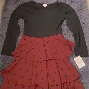 LULAROE | Black and red polka dot three-tiered Georgia dress NWT